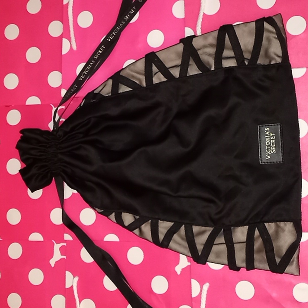 Victoria's Secret Drawstring Lingerie Pouch Black